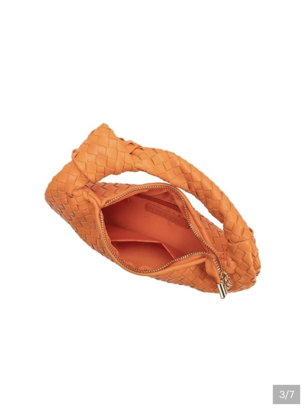 Anthropologie Melie Bianco Orange Woven Knot-Handle Mini Bag